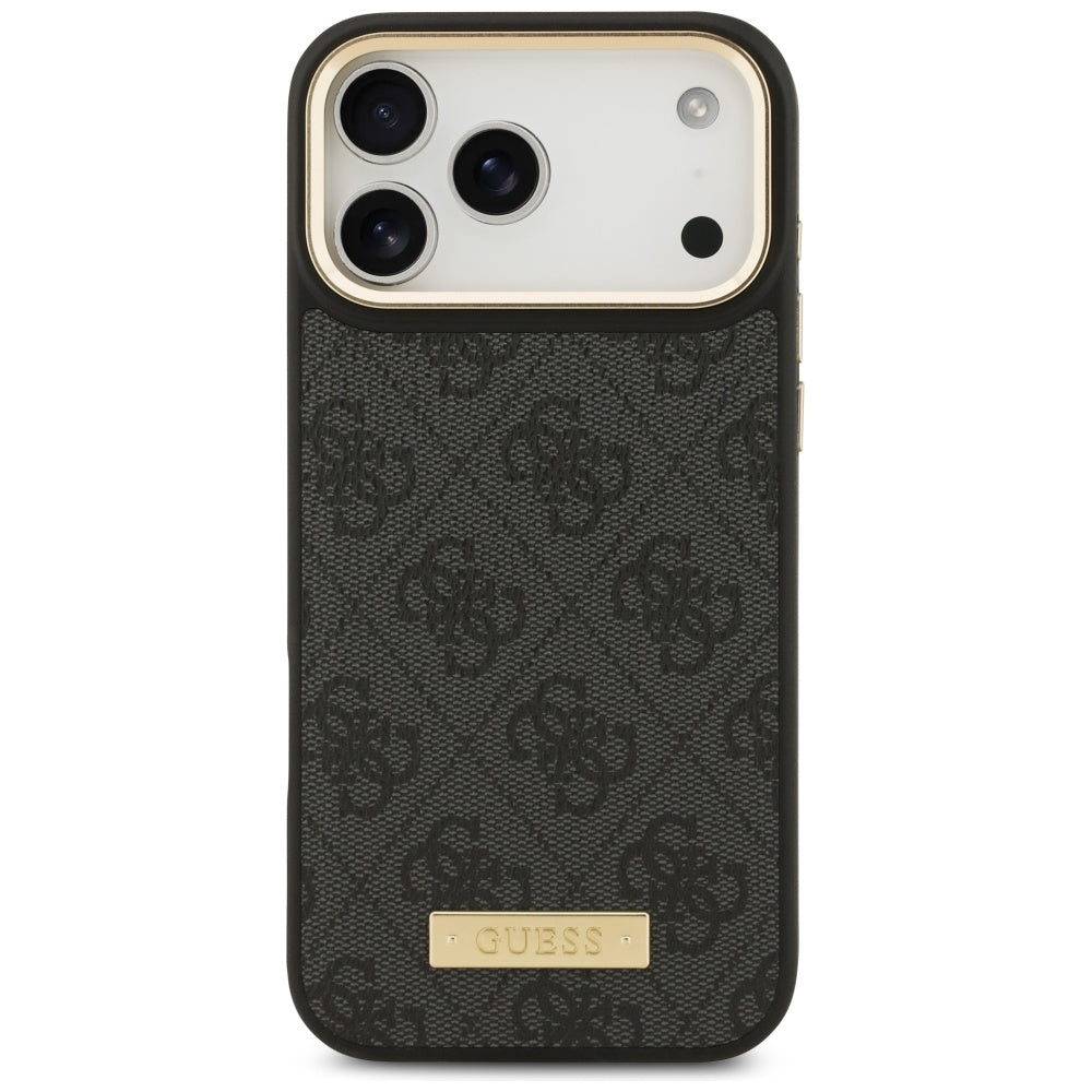 Funda MagSafe para Apple iPhone 17 Pro Max, Guess, 4G Logo Plate, Negra