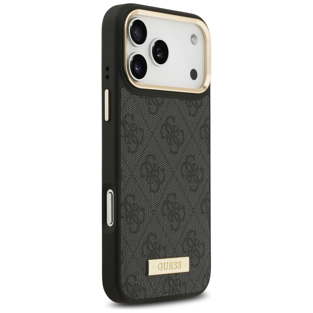 Funda MagSafe para Apple iPhone 17 Pro Max, Guess, 4G Logo Plate, Negra