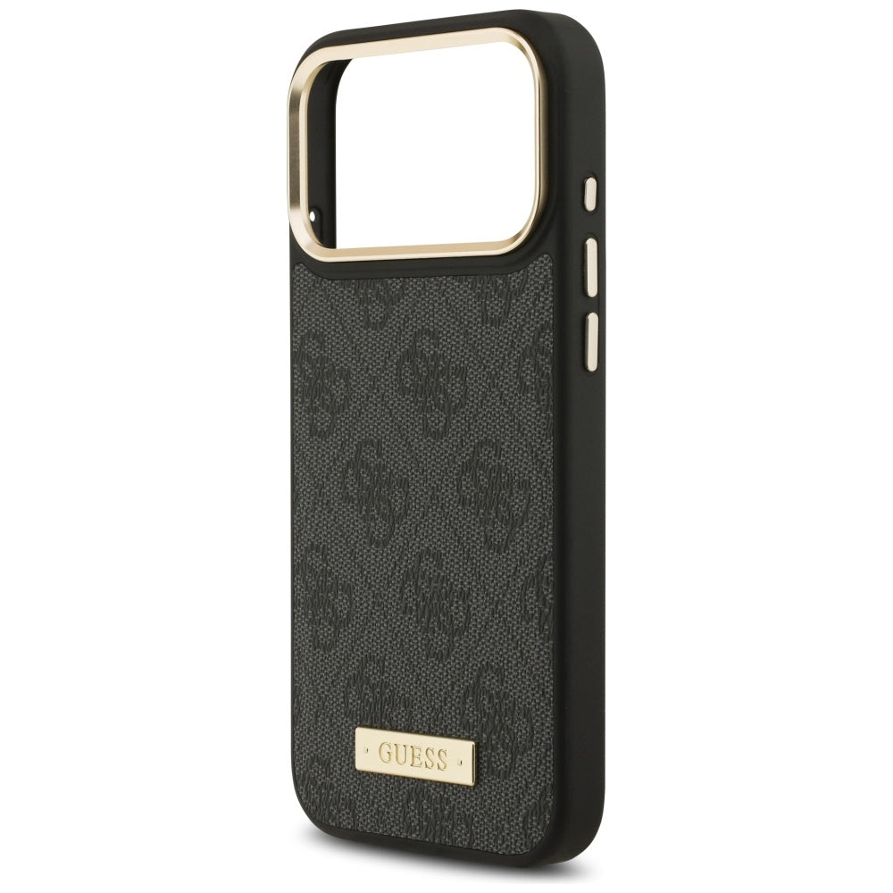 Funda MagSafe para Apple iPhone 17 Pro Max, Guess, 4G Logo Plate, Negra