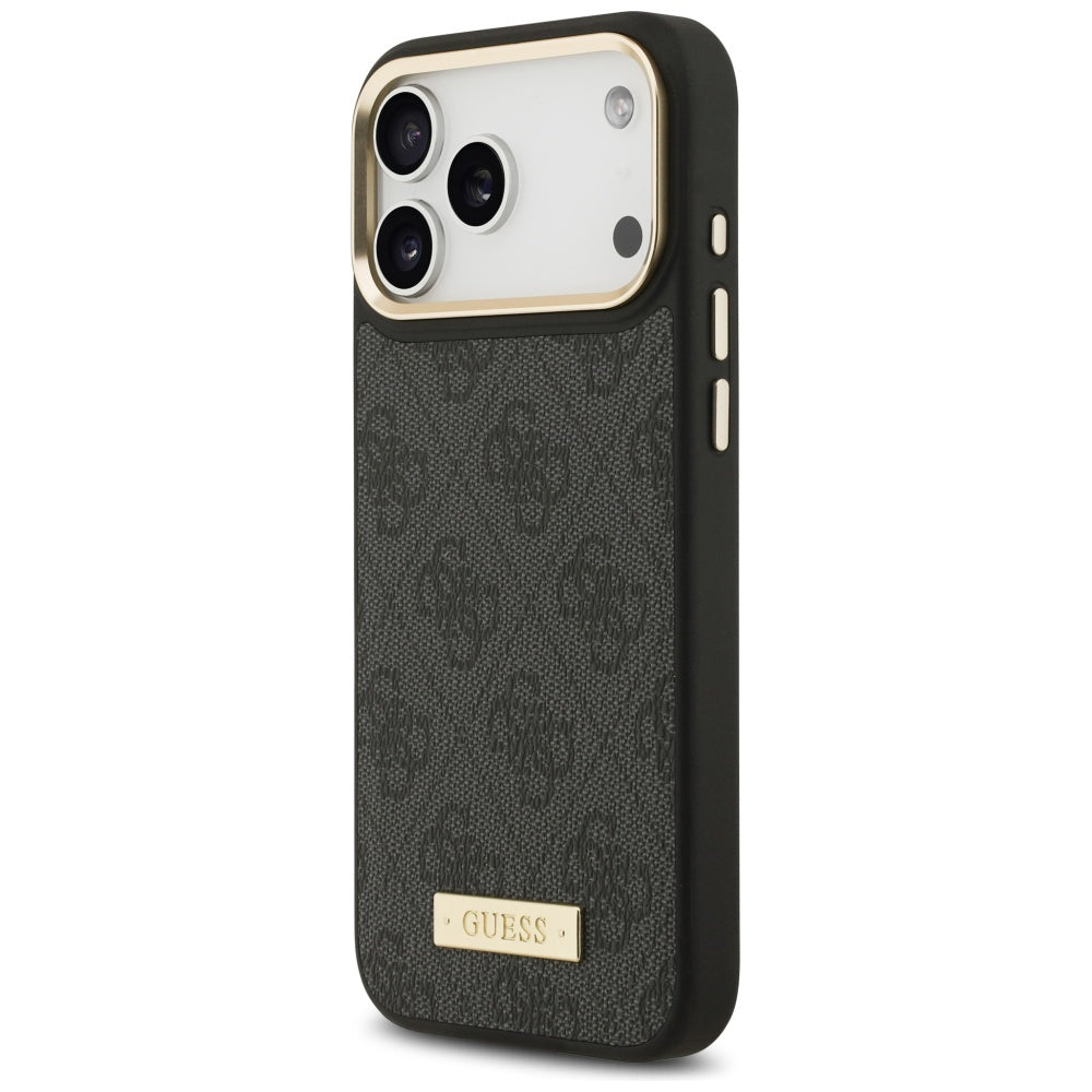 Funda MagSafe para Apple iPhone 17 Pro Max, Guess, 4G Logo Plate, Negra