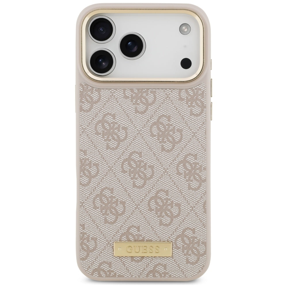 Funda MagSafe para Apple iPhone 17 Pro Max, Guess, 4G Logo Plate, Rosa