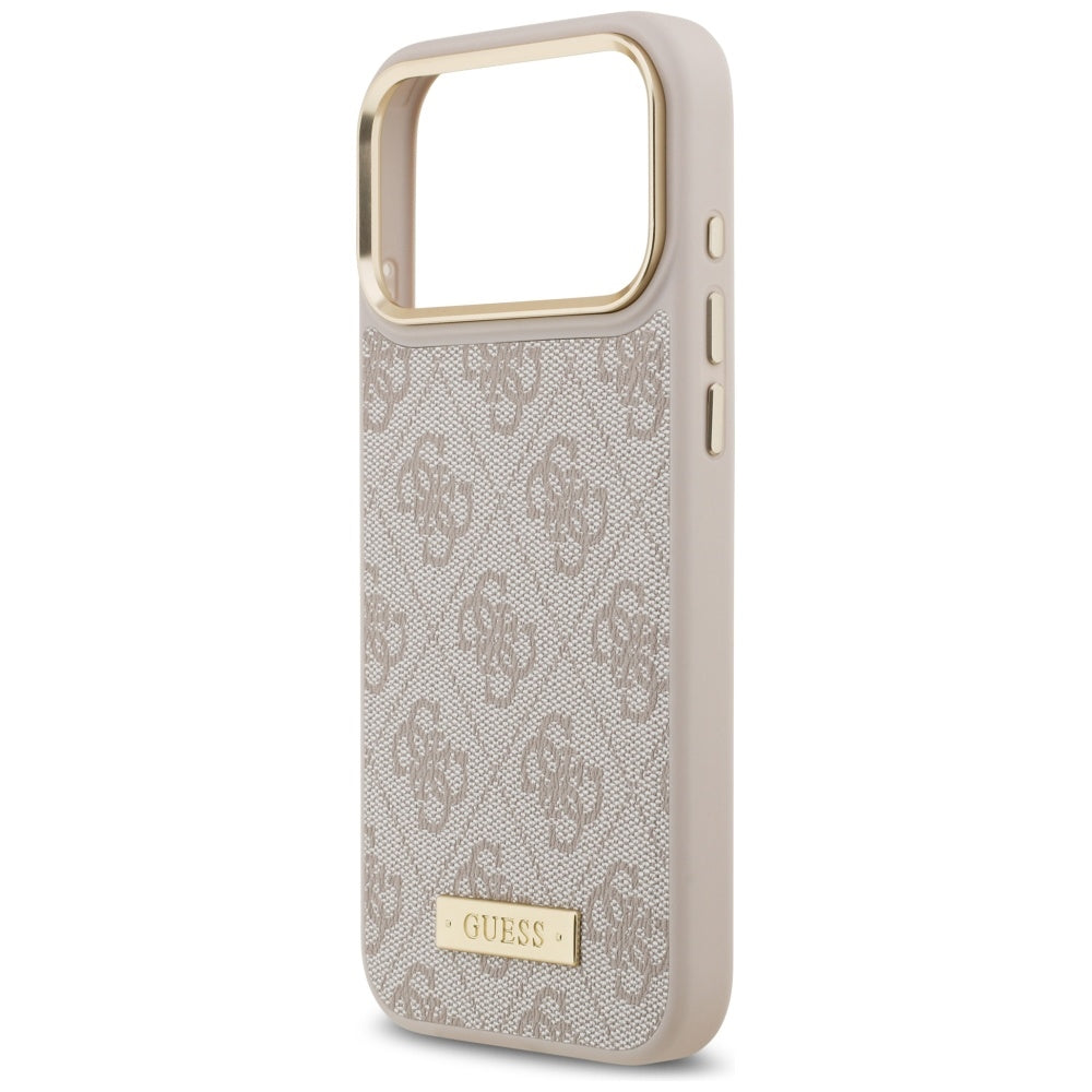 Funda MagSafe para Apple iPhone 17 Pro Max, Guess, 4G Logo Plate, Rosa