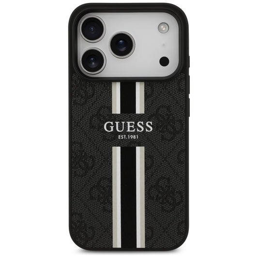 MagSafe Case for Apple iPhone 17 Pro Max, Guess, 4G Printed Stripes, Black
