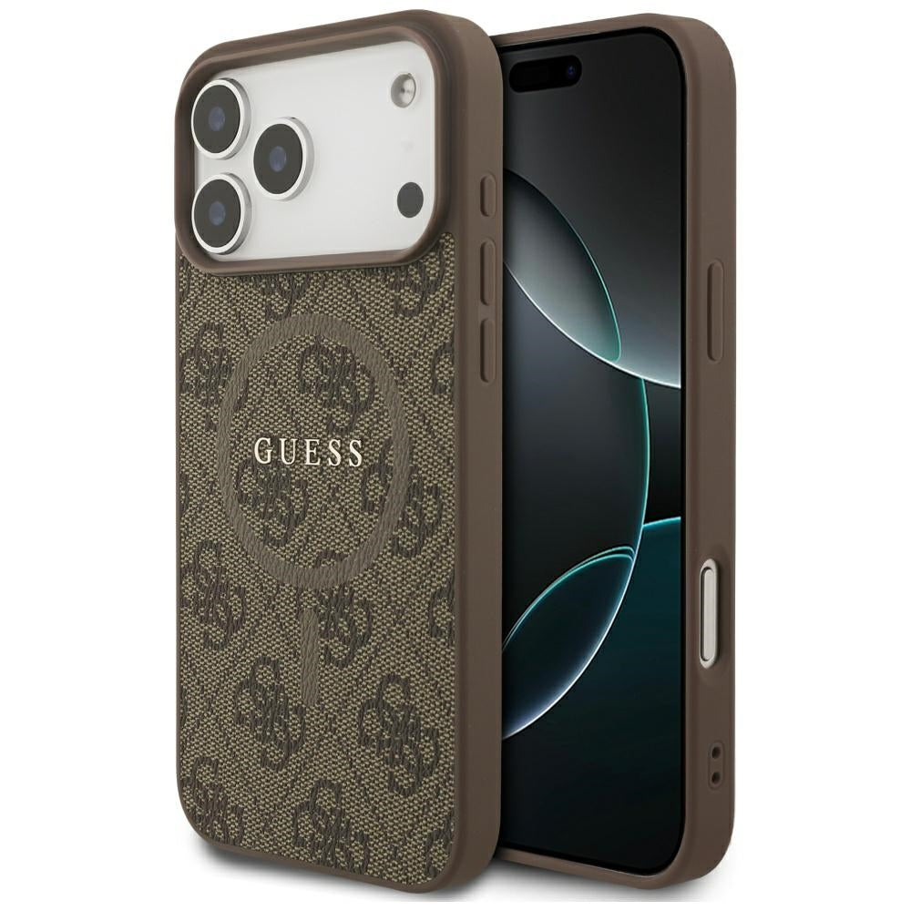 MagSafe Case for Apple iPhone 17 Pro Max, Guess, 4G Ring Classic Logo, Brown