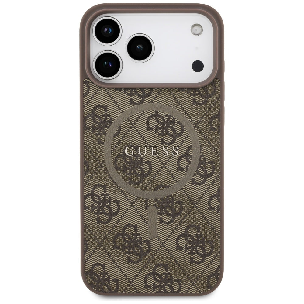 MagSafe Case for Apple iPhone 17 Pro Max, Guess, 4G Ring Classic Logo, Brown