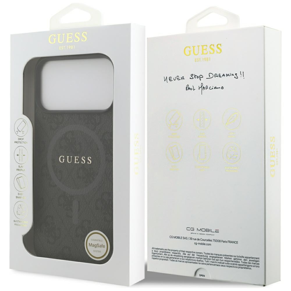 Funda MagSafe para Apple iPhone 17 Pro Max, Guess, 4G Ring Classic Logo, Negra