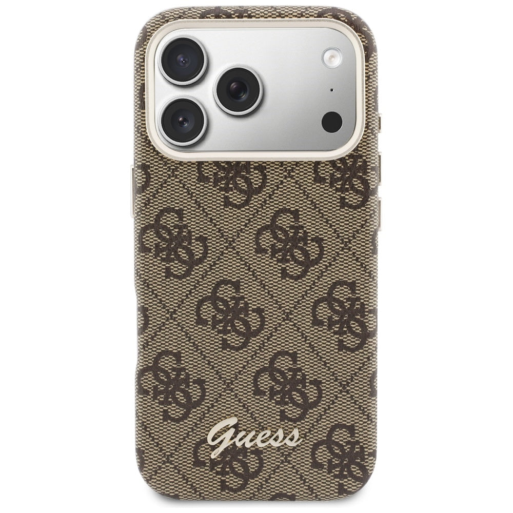 Funda MagSafe para Apple iPhone 17 Pro Max, Guess, 4G Script Logo, Marrón