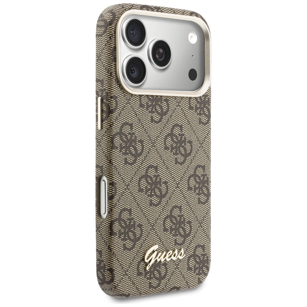 Funda MagSafe para Apple iPhone 17 Pro Max, Guess, 4G Script Logo, Marrón