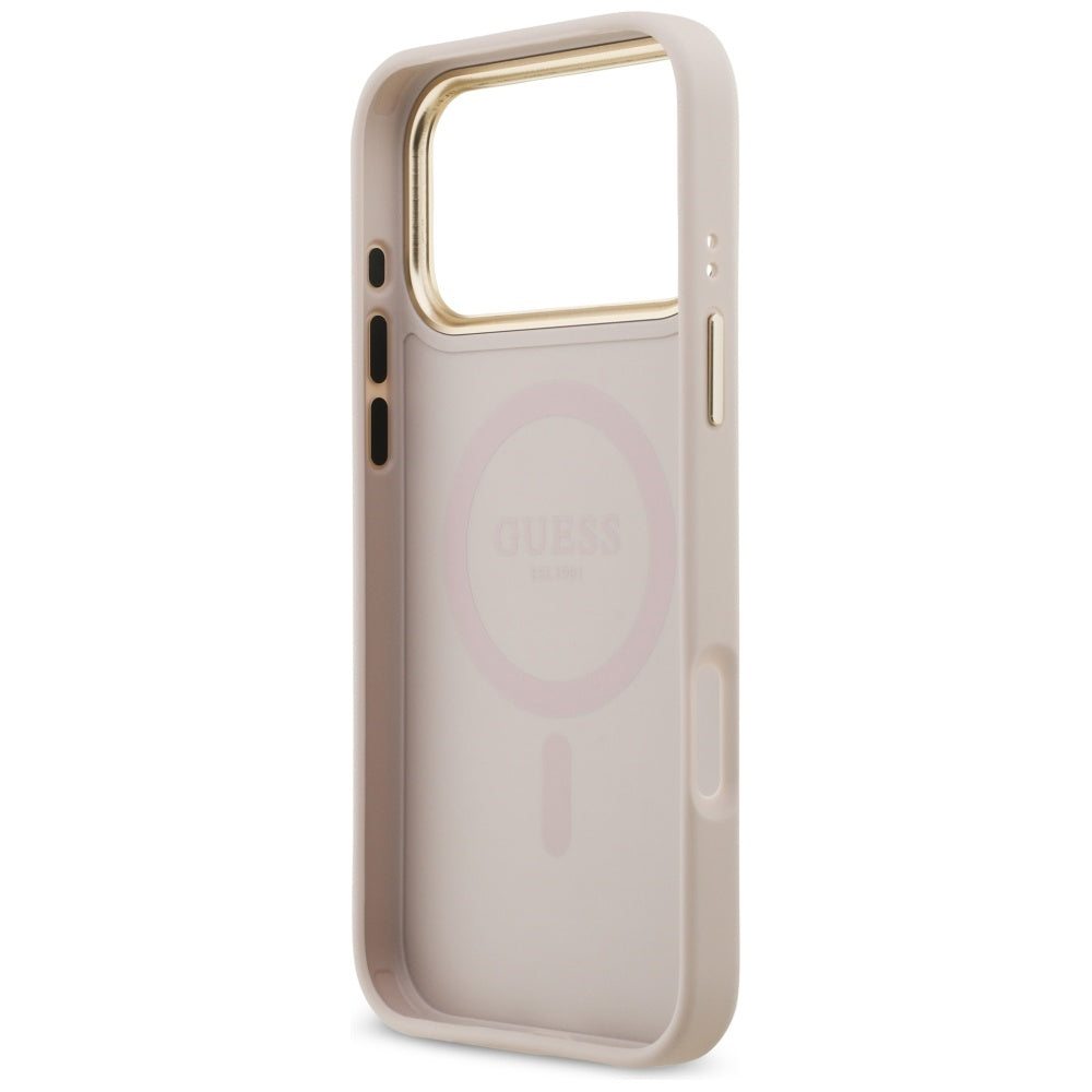 Funda MagSafe para Apple iPhone 17 Pro Max, Guess, 4G Strass Logo, Rosa