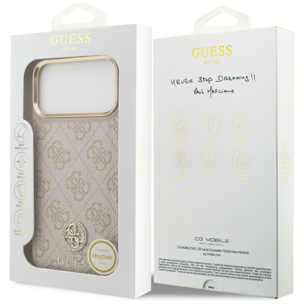 Funda MagSafe para Apple iPhone 17 Pro Max, Guess, 4G Strass Logo, Rosa