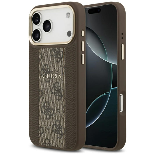 Funda MagSafe para Apple iPhone 17 Pro Max, Guess, 4G Stripe, Marrón