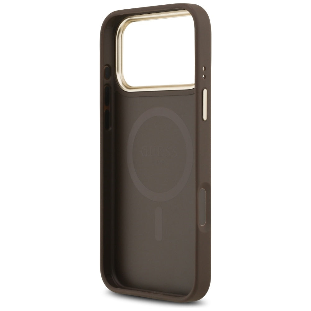 Funda MagSafe para Apple iPhone 17 Pro Max, Guess, 4G Stripe, Marrón