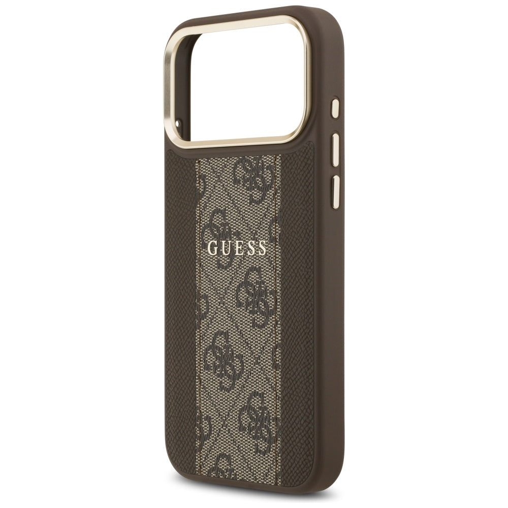 Funda MagSafe para Apple iPhone 17 Pro Max, Guess, 4G Stripe, Marrón