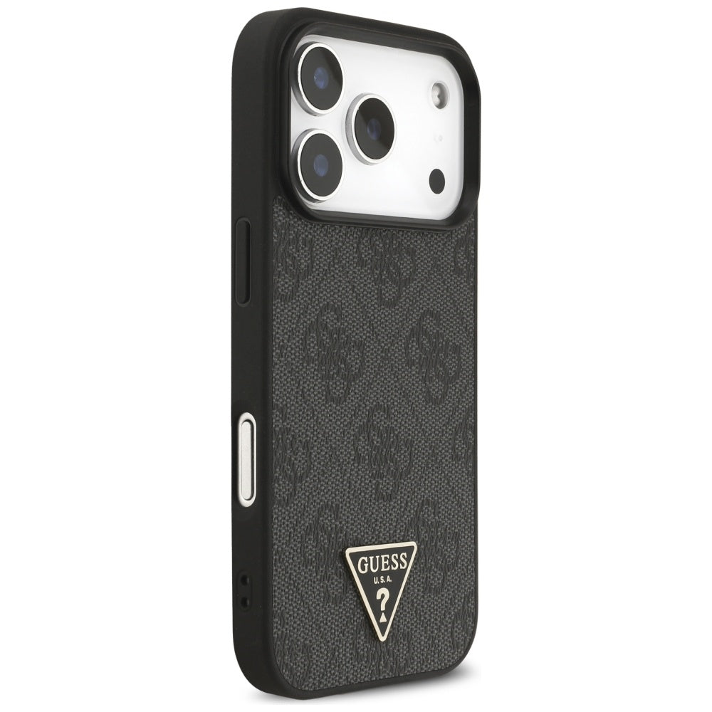 Funda MagSafe para Apple iPhone 17 Pro Max, Guess, Logo Triángulo 4G con Correa, Negra