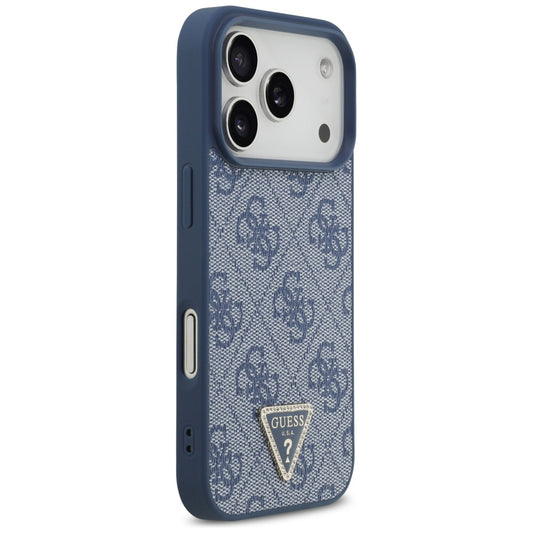 Funda MagSafe para Apple iPhone 17 Pro Max, Guess, 4G Triangle Strass, Azul