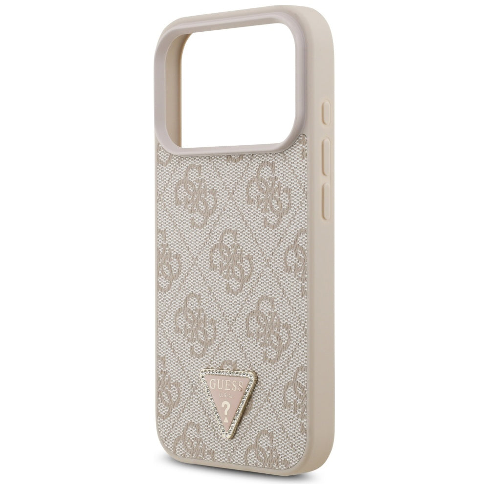Funda MagSafe para Apple iPhone 17 Pro Max, Guess, 4G Triangle Strass, Rosa.