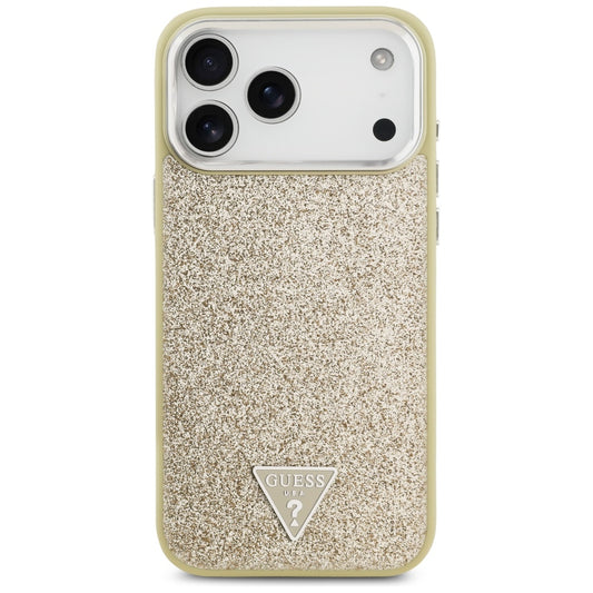 Funda MagSafe para Apple iPhone 17 Pro Max, Guess, Glitter Triangle Logo, Dorada