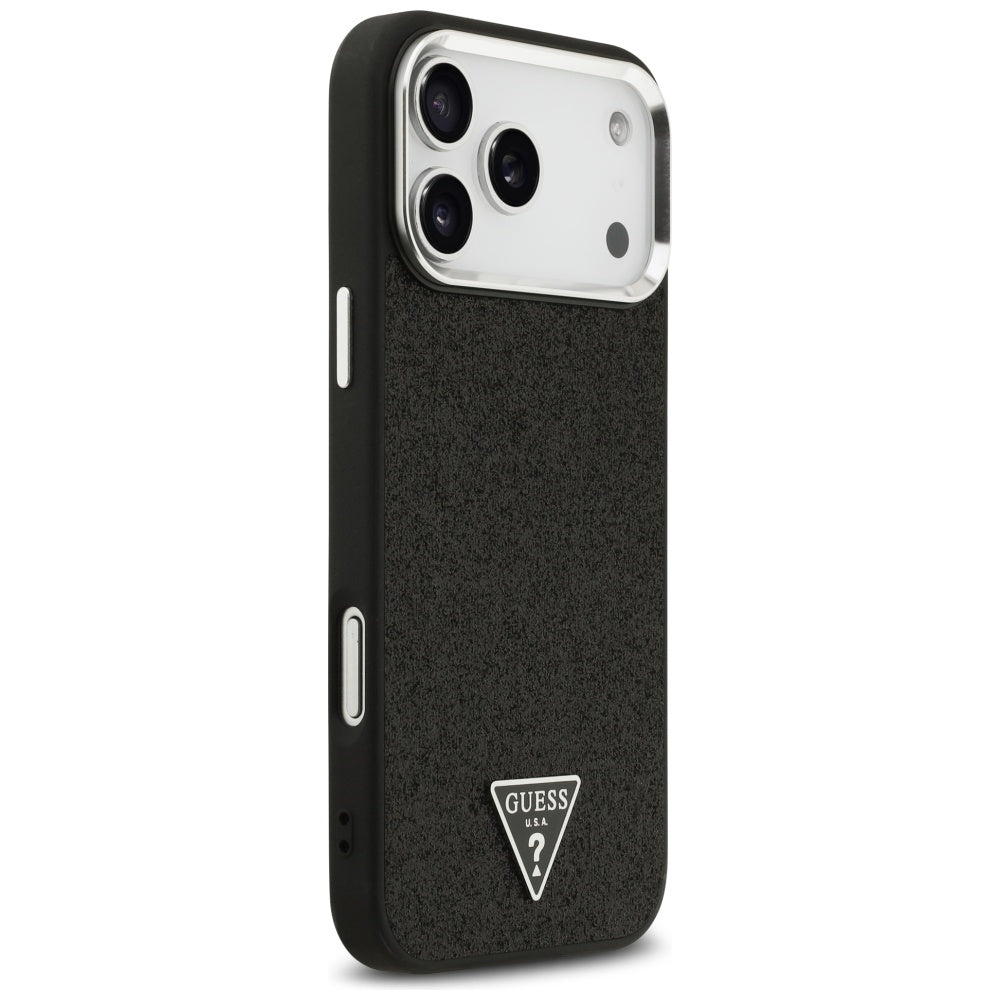 Funda MagSafe para Apple iPhone 17 Pro Max, Guess, Glitter Triangle Logo, Negra