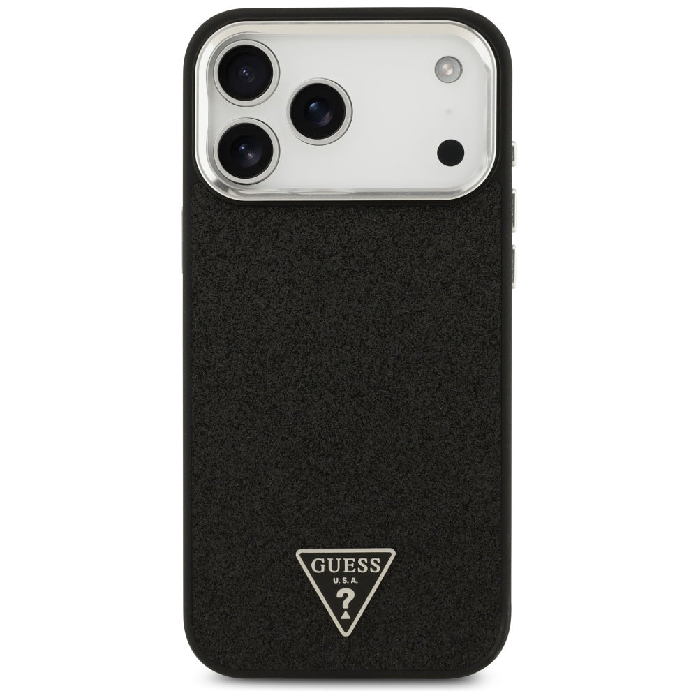 Funda MagSafe para Apple iPhone 17 Pro Max, Guess, Glitter Triangle Logo, Negra