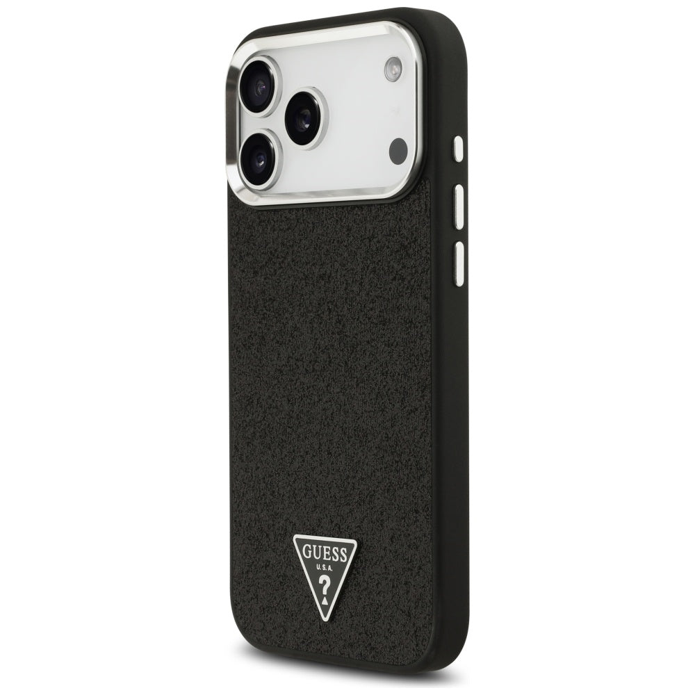 Funda MagSafe para Apple iPhone 17 Pro Max, Guess, Glitter Triangle Logo, Negra
