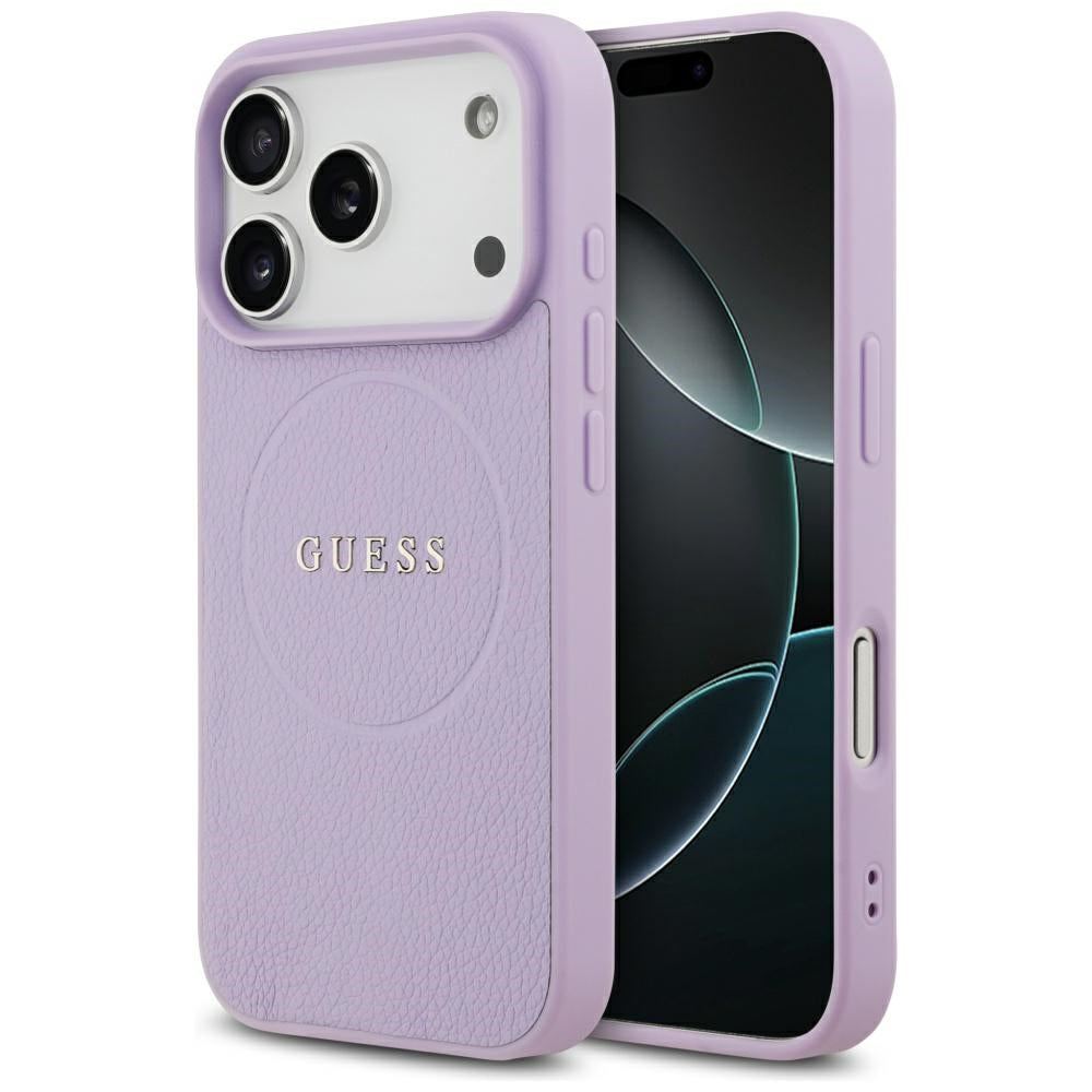 Funda MagSafe para Apple iPhone 17 Pro Max, Guess, Grained Gold Ring, Morado
