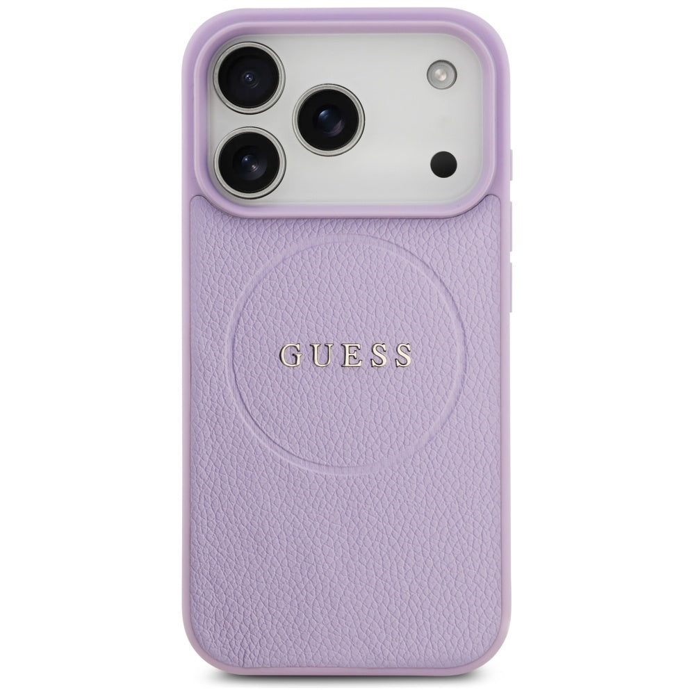 Funda MagSafe para Apple iPhone 17 Pro Max, Guess, Grained Gold Ring, Morado
