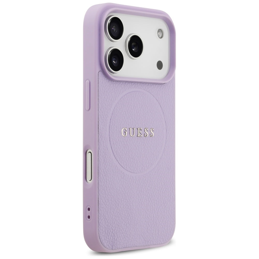 Funda MagSafe para Apple iPhone 17 Pro Max, Guess, Grained Gold Ring, Morado