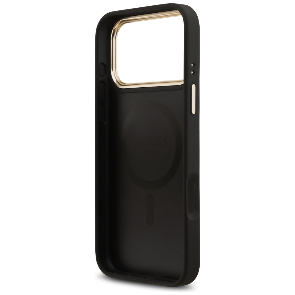 Funda MagSafe para Apple iPhone 17 Pro Max, Guess, Grained Strass Logo, Negra