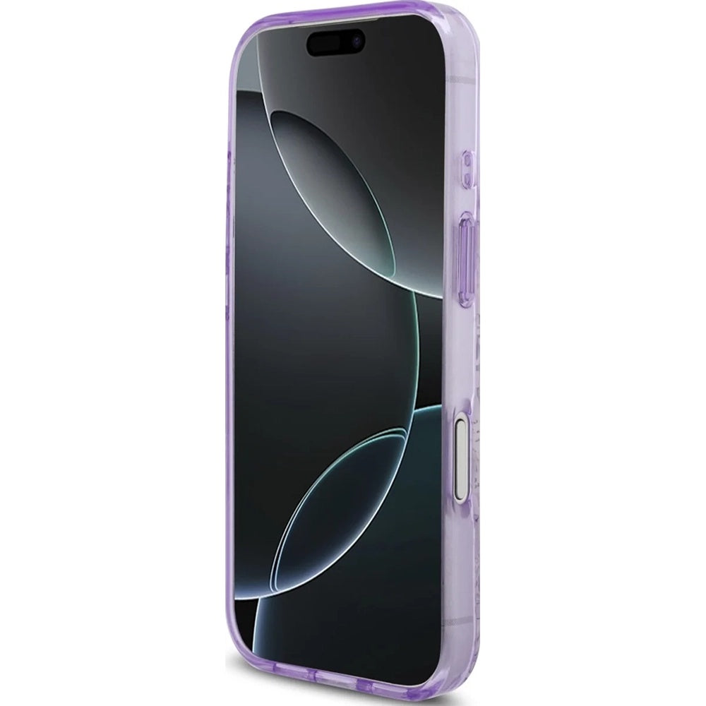 Funda MagSafe para Apple iPhone 17 Pro Max, Guess, IML Flower & Tonal Circle, Morado