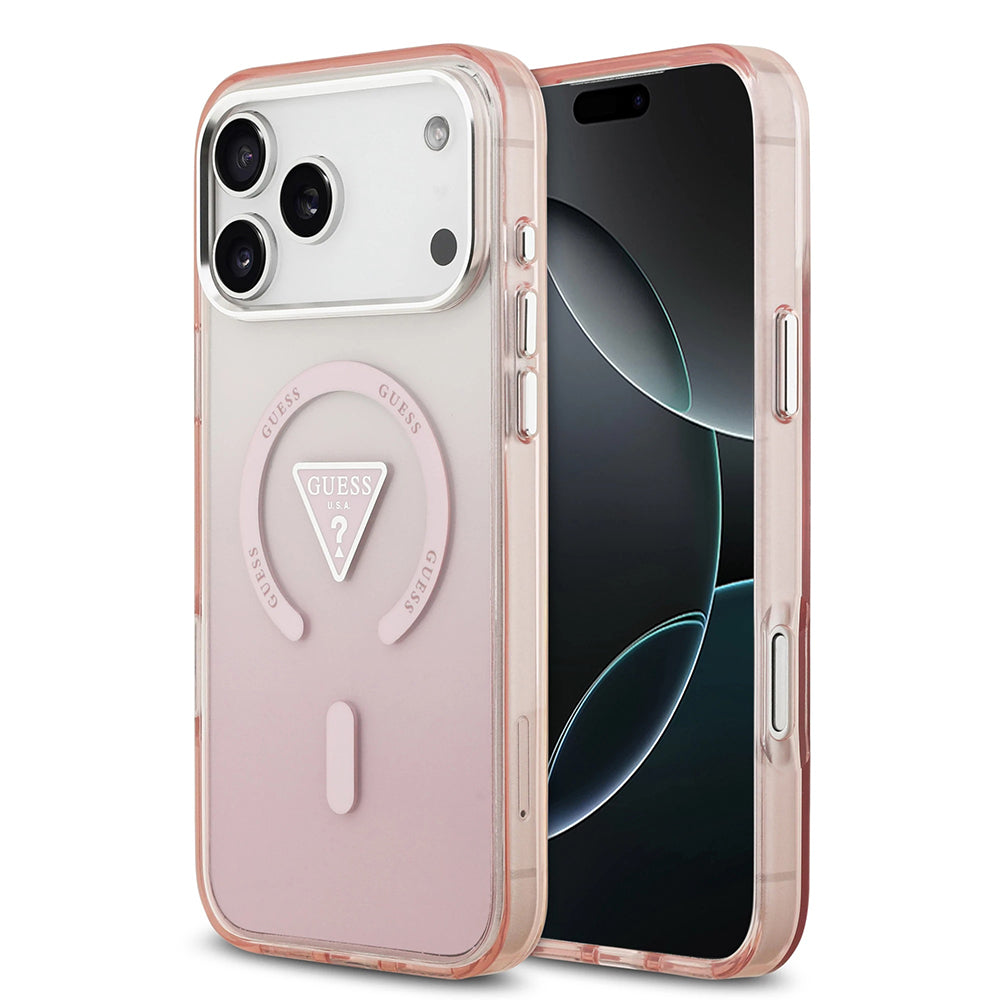 Funda MagSafe para Apple iPhone 17 Pro Max, Guess, IML Gradient Triangle Logo, Rosa