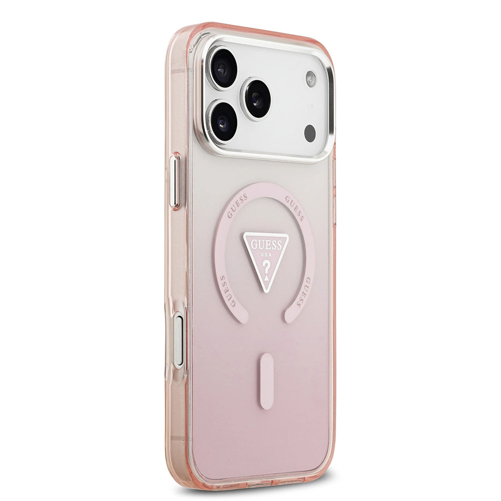 Funda MagSafe para Apple iPhone 17 Pro Max, Guess, IML Gradient Triangle Logo, Rosa