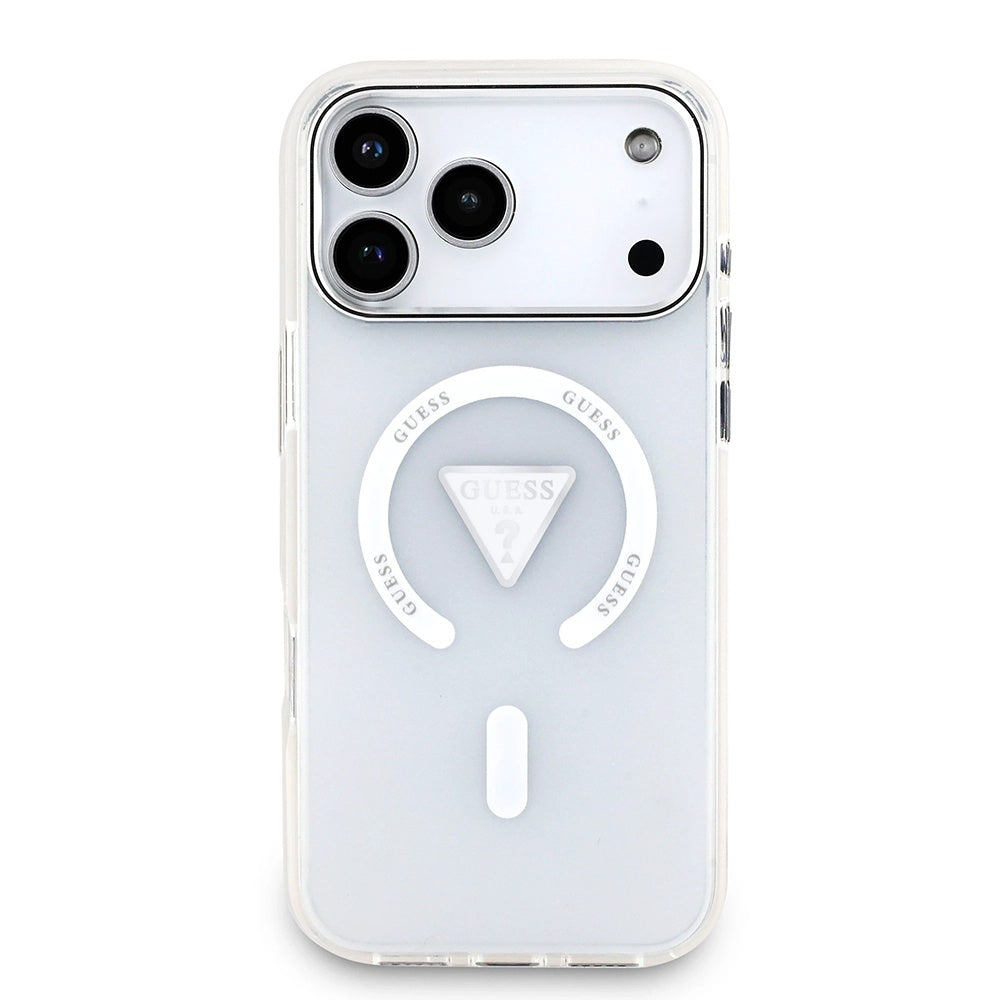 Funda MagSafe para Apple iPhone 17 Pro Max, Guess, IML Gradient Triangle Logo, Transparente