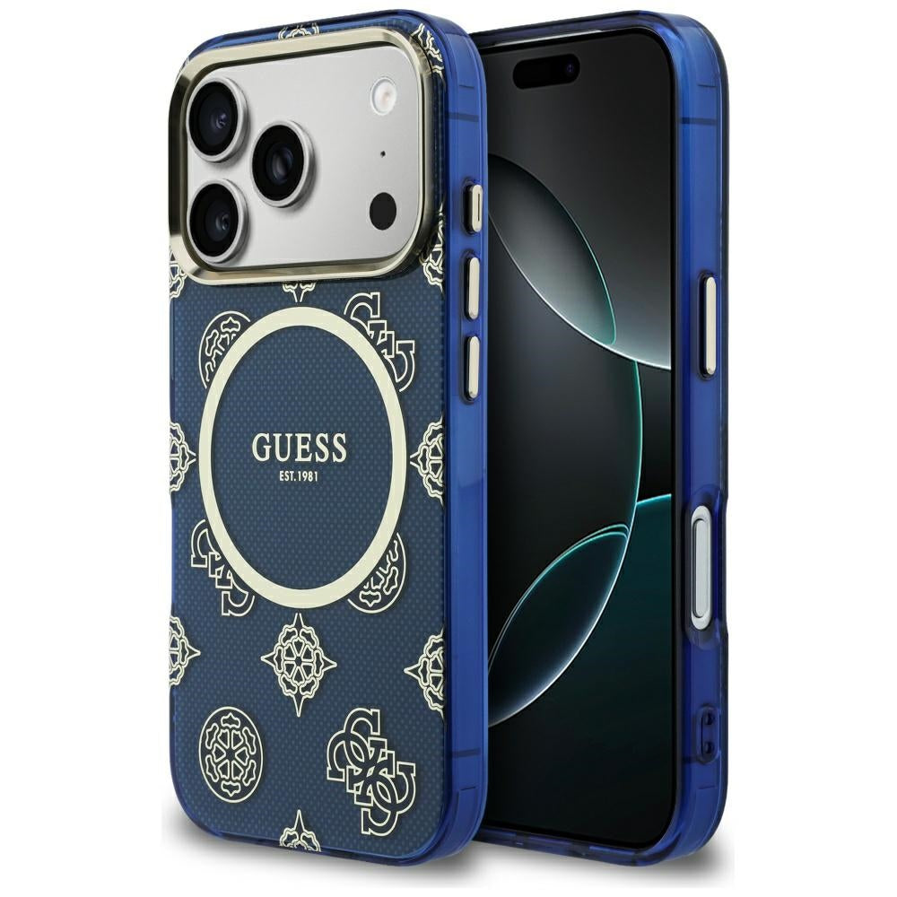 Funda MagSafe para Apple iPhone 17 Pro Max, Guess, IML Peony Dot, Azul
