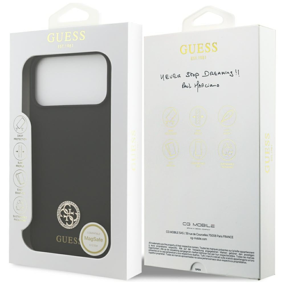 MagSafe Case for Apple iPhone 17 Pro Max, Guess, Strass 4G Logo, Black