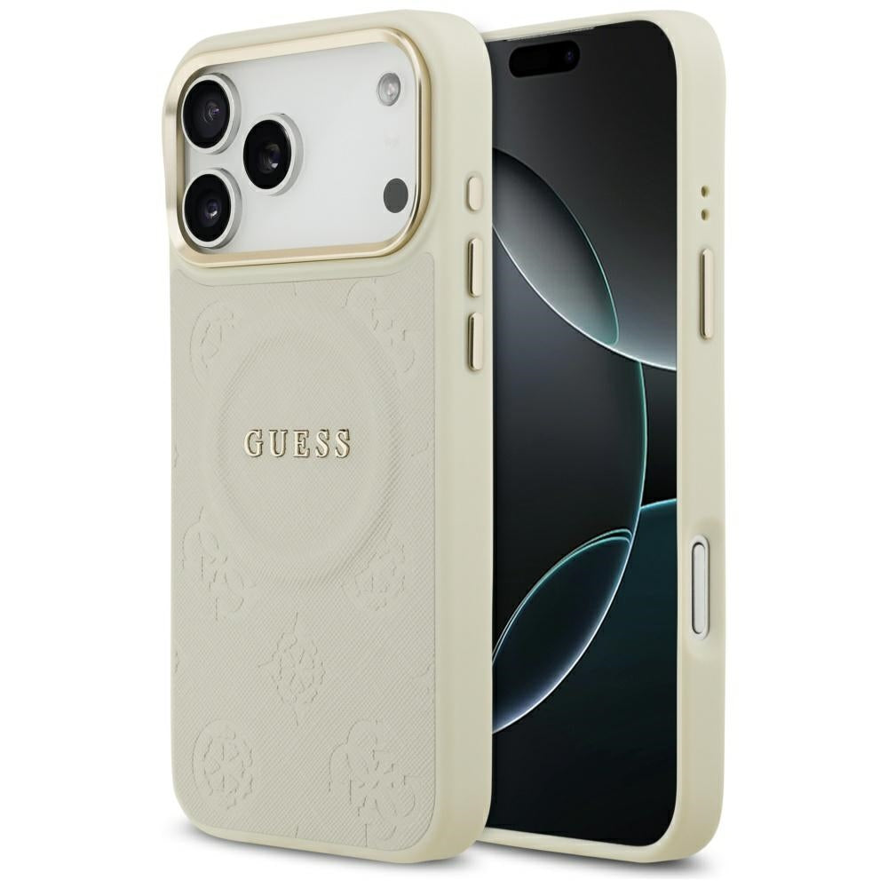 Funda MagSafe para Apple iPhone 17 Pro Max, Guess, Peony Hot Stamp, Beige