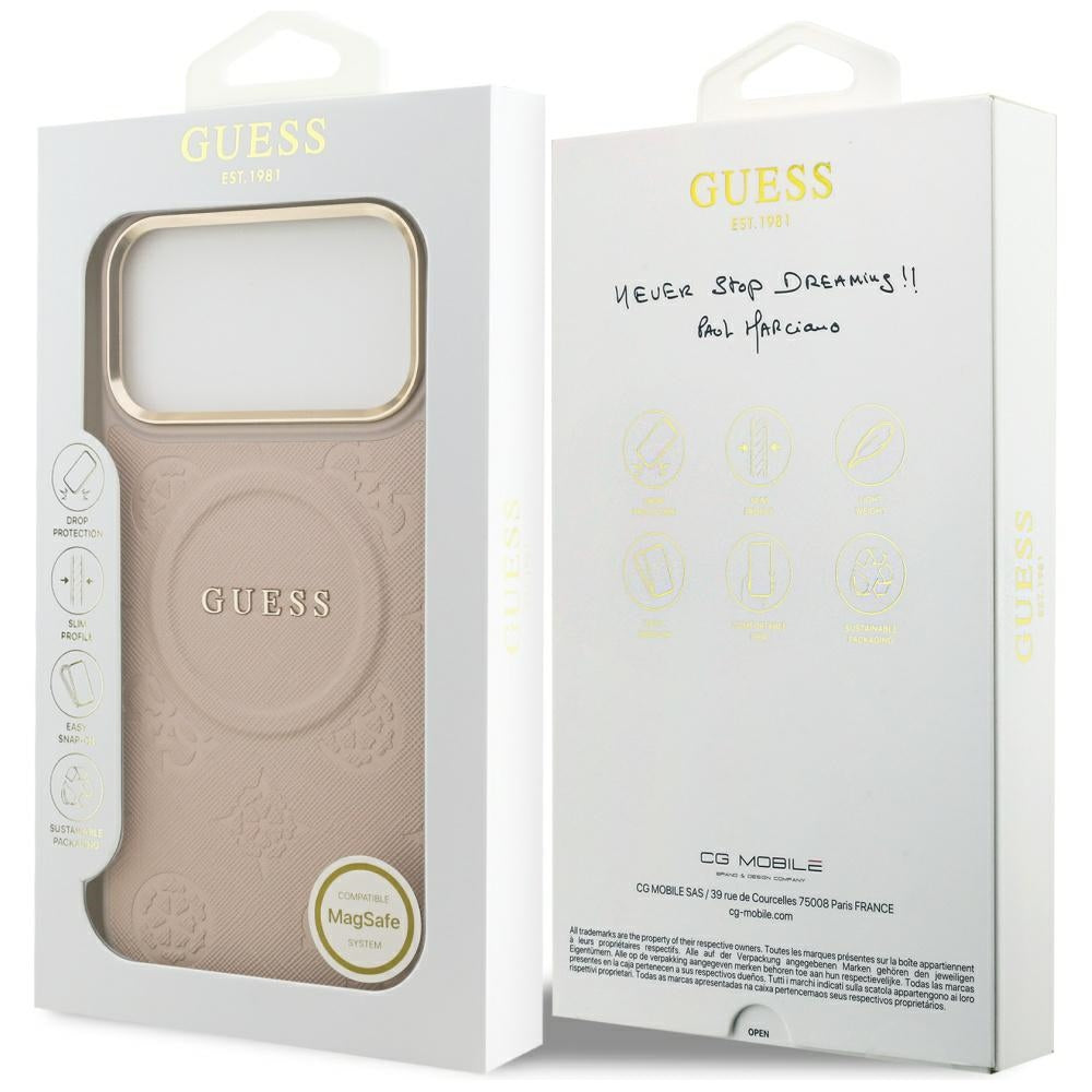 Funda MagSafe para Apple iPhone 17 Pro Max, Guess, Peony Hot Stamp, Rosa