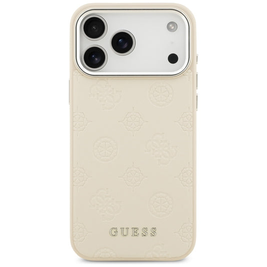 Funda MagSafe para Apple iPhone 17 Pro Max, Guess, Peony Hot Stamp Script, Beige