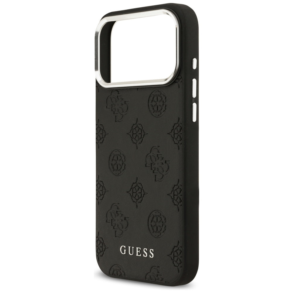 Funda MagSafe para Apple iPhone 17 Pro Max, Guess, Peony Hot Stamp Script, Negra