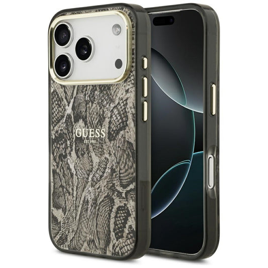 Funda MagSafe para Apple iPhone 17 Pro Max, Guess, Python Pattern, Marrón