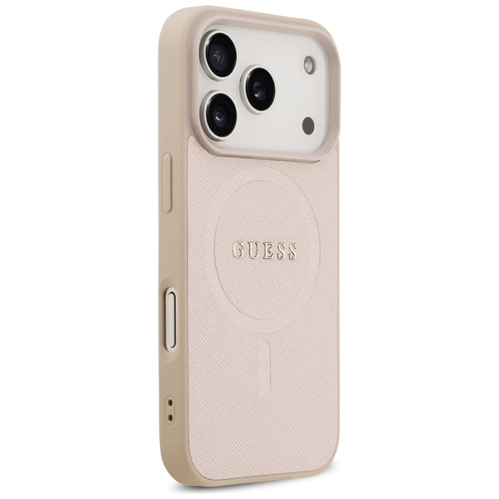 Funda MagSafe para Apple iPhone 17 Pro Max, Guess, Saffiano Classic Logo, Rosa