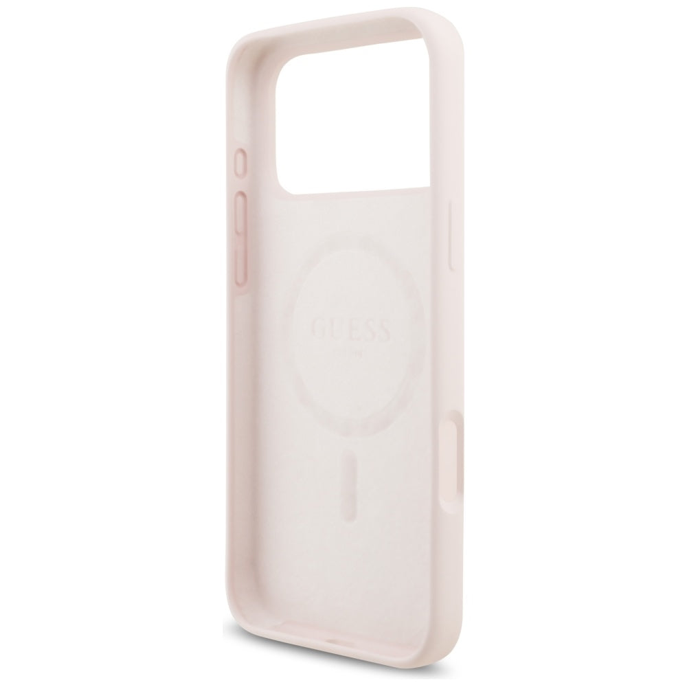 Funda MagSafe para Apple iPhone 17 Pro Max, Guess, Script Metal Logo, Rosa Claro