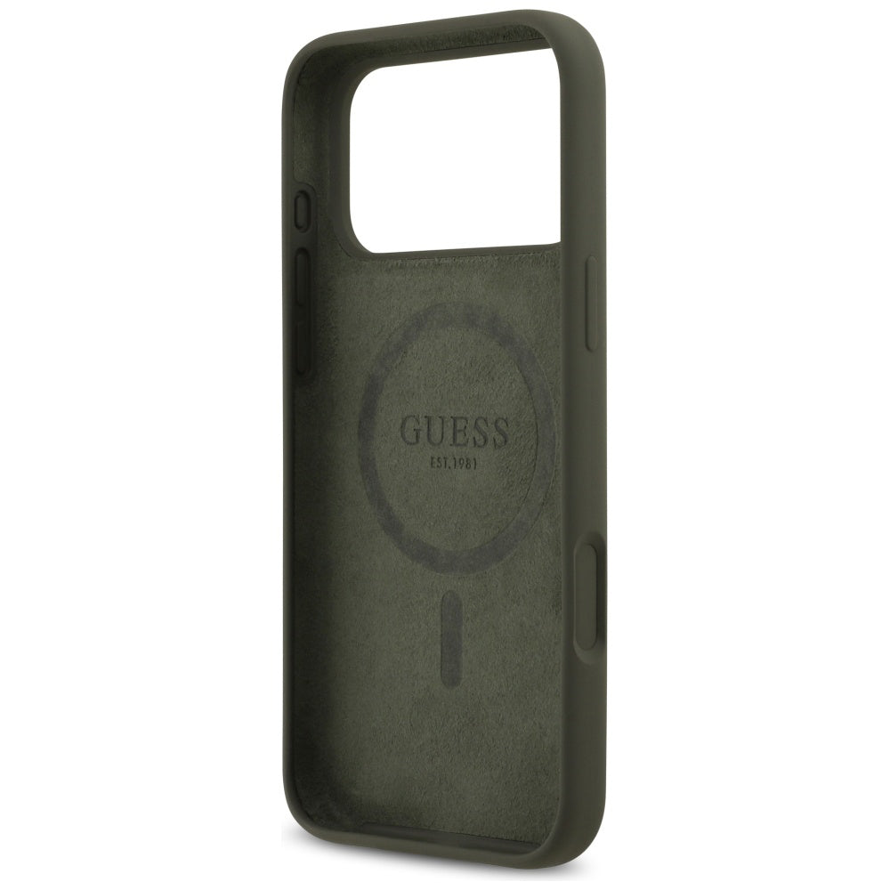 Funda MagSafe para Apple iPhone 17 Pro Max, Guess, Logo Triangular, Kaki