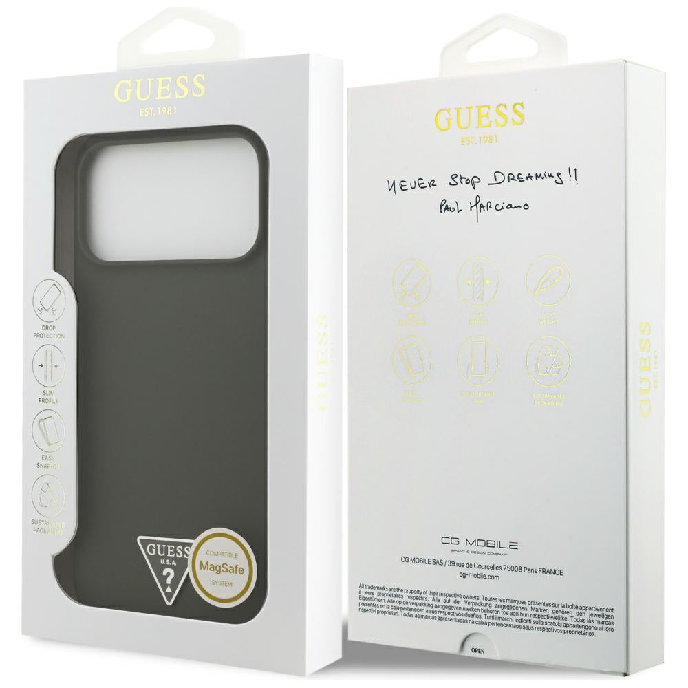 Funda MagSafe para Apple iPhone 17 Pro Max, Guess, Logo Triangular, Kaki