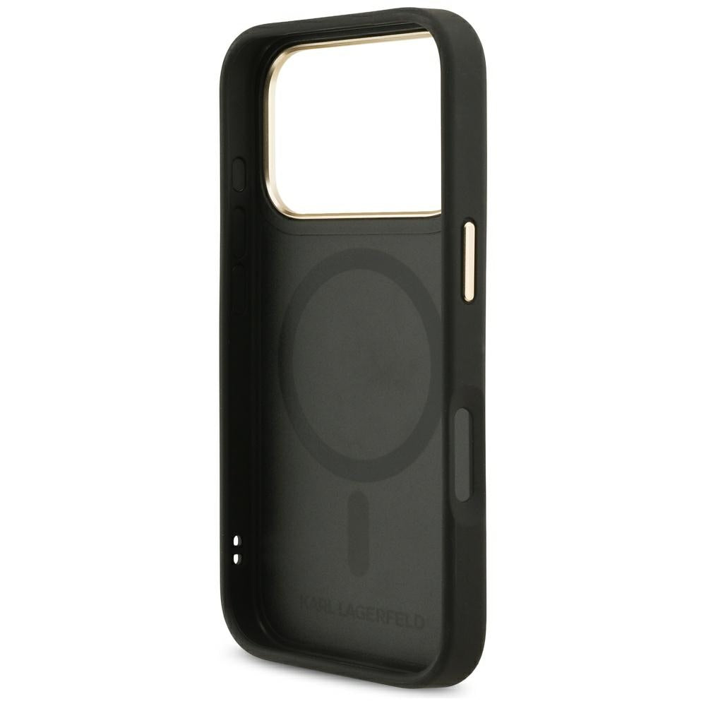 MagSafe Case for Apple iPhone 17 Pro Max, Karl Lagerfeld, Big Strap Choupette Metal Logo, Black