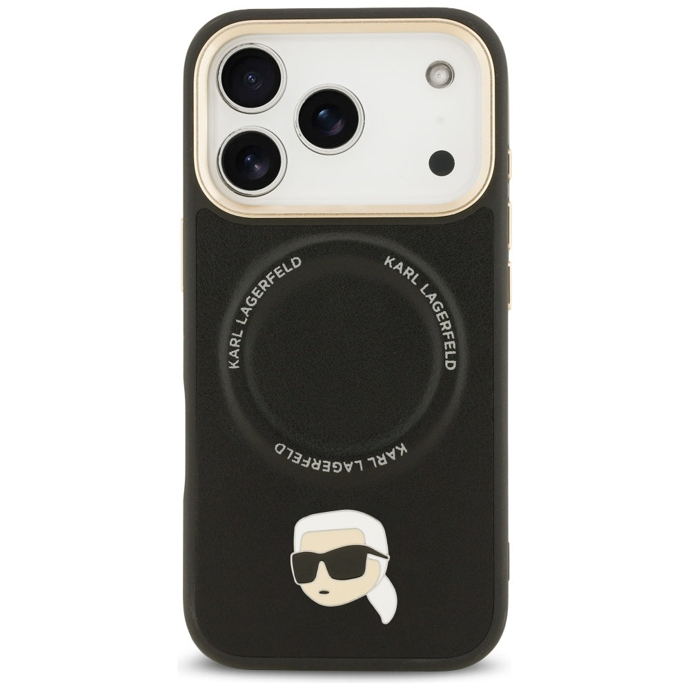 Funda MagSafe para Apple iPhone 17 Pro Max, Karl Lagerfeld, Big Strap Karl Metal Logo, Negra