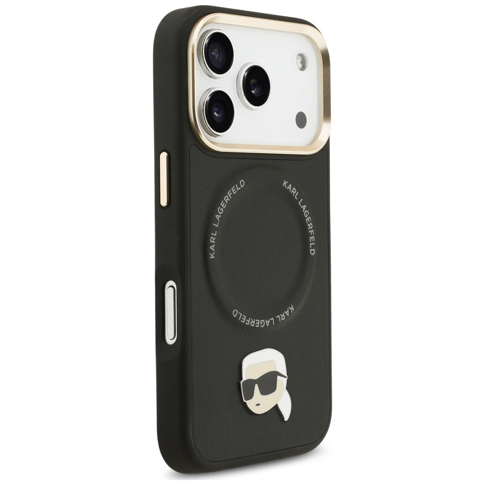 Funda MagSafe para Apple iPhone 17 Pro Max, Karl Lagerfeld, Big Strap Karl Metal Logo, Negra