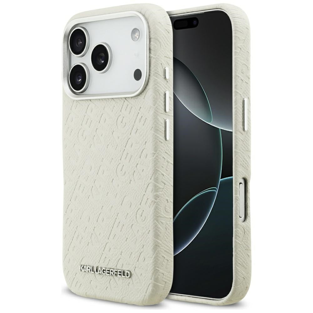 Funda MagSafe para Apple iPhone 17 Pro Max, Karl Lagerfeld, FW Stamped Karl, Beige