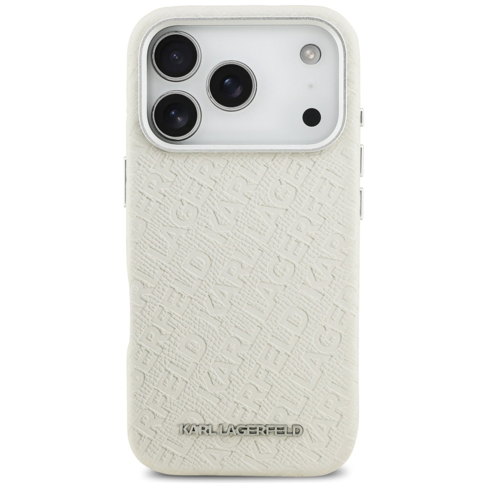 Funda MagSafe para Apple iPhone 17 Pro Max, Karl Lagerfeld, FW Stamped Karl, Beige