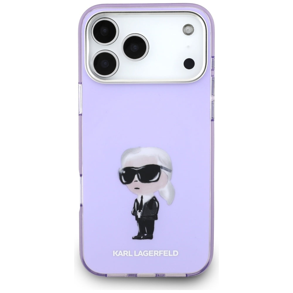 Funda MagSafe para Apple iPhone 17 Pro Max, Karl Lagerfeld, IML Aquarelle Logo Karl, Morado