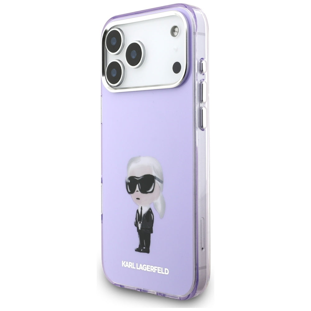 Funda MagSafe para Apple iPhone 17 Pro Max, Karl Lagerfeld, IML Aquarelle Logo Karl, Morado